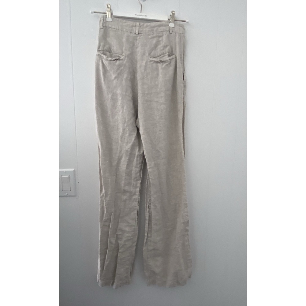 REFORMATION Oatmeal Vesta 100% Linen Pleated High Rise Pant Beachy Coastal Sz 2 - Picture 4 of 7